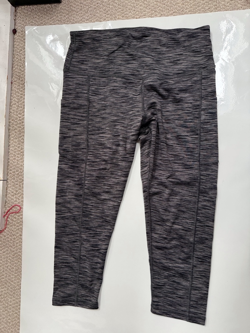High waisted yoga pants from iuga in space dye grey knit. Size L.